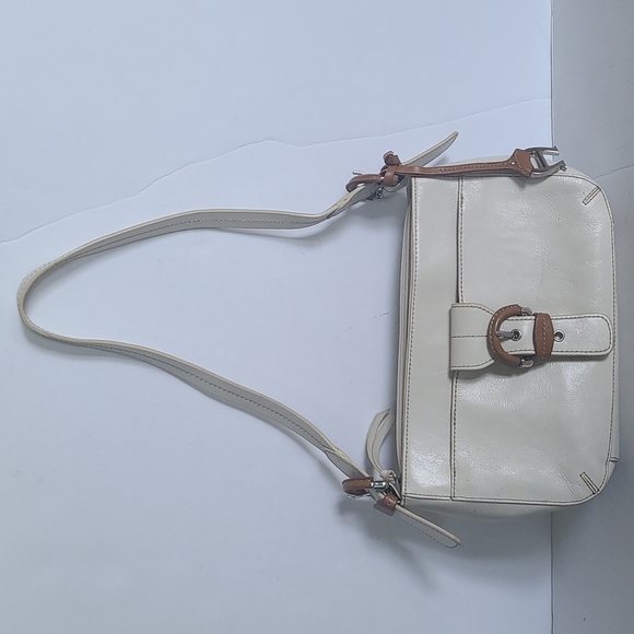Cowhide leather Etienne Aigner cream & brown baguette purse 10x6x3. 90's - Picture 2 of 10